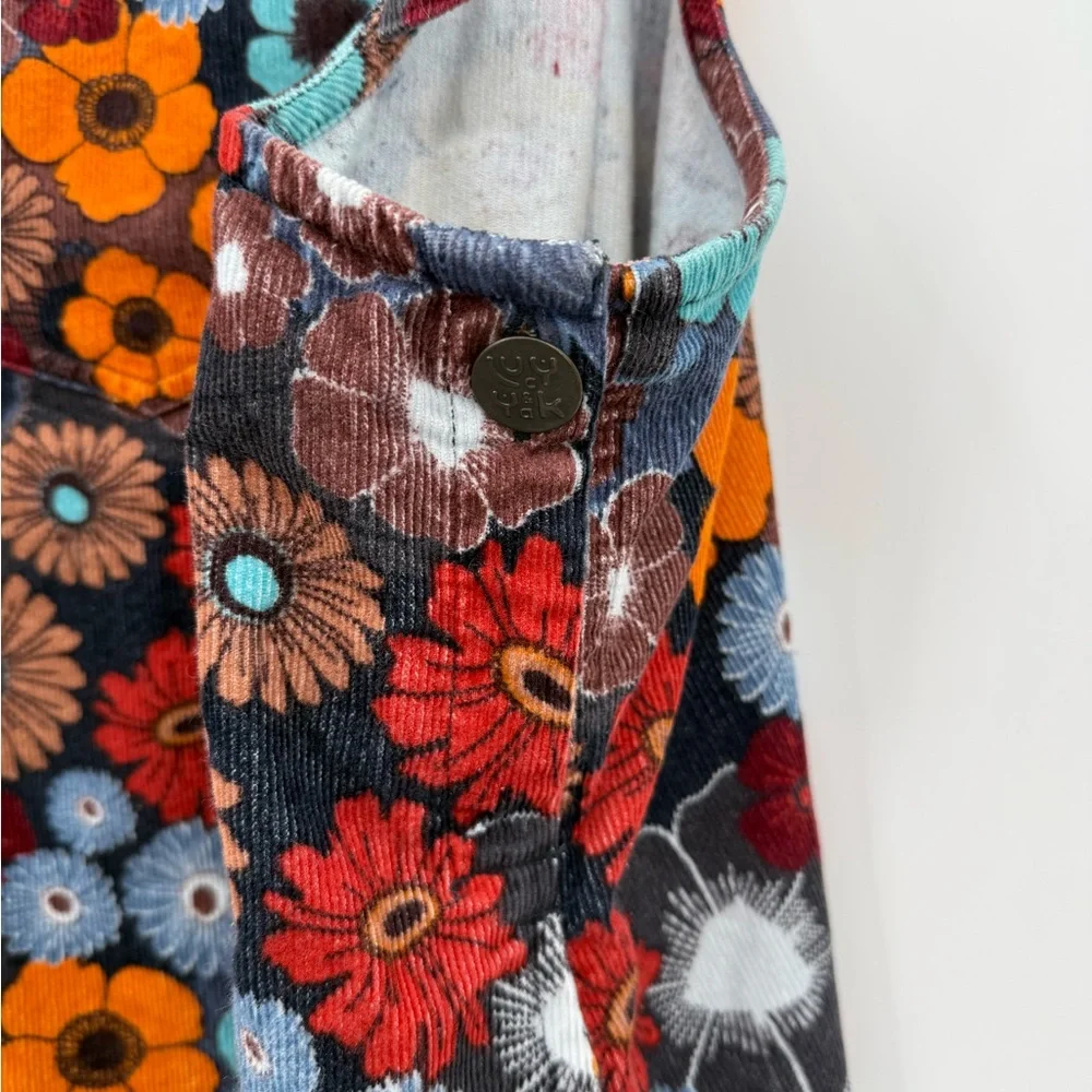 Lucy & Yak Freyja Corduroy Midi Pinafore Dress | 70s Dawn Floral Print | Size 22 - Picture 6 of 9